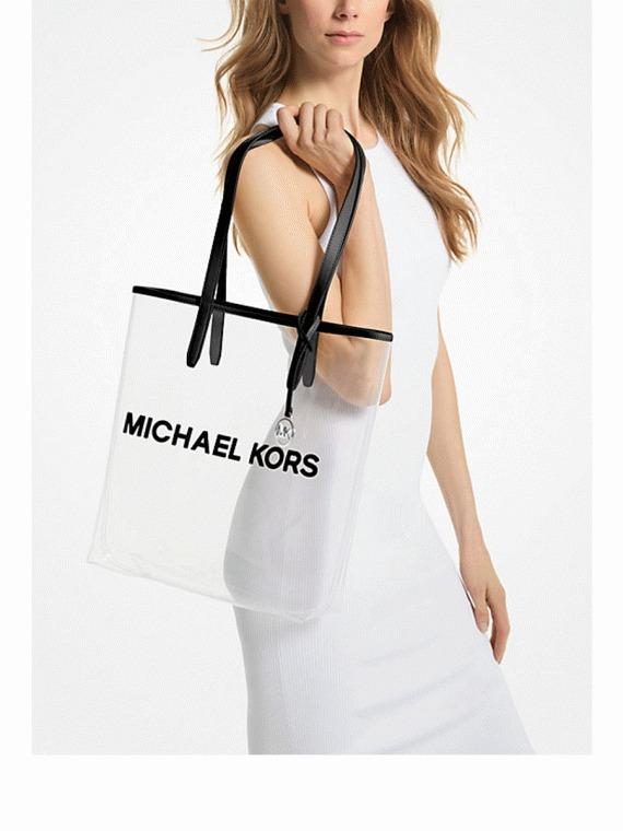 LG NS TOTE CLEAR VINYL TOTE 35S4S01T3P/BLACK MICHAEL KORS