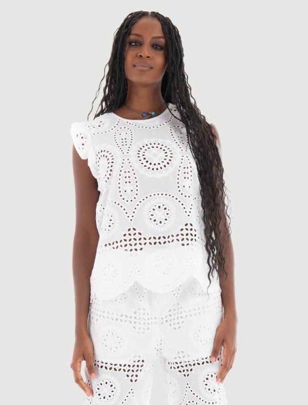 ONLMARGA ZINDY LIFE CAPSLEEVE TOP WVN 15319153/Bright White ONLY