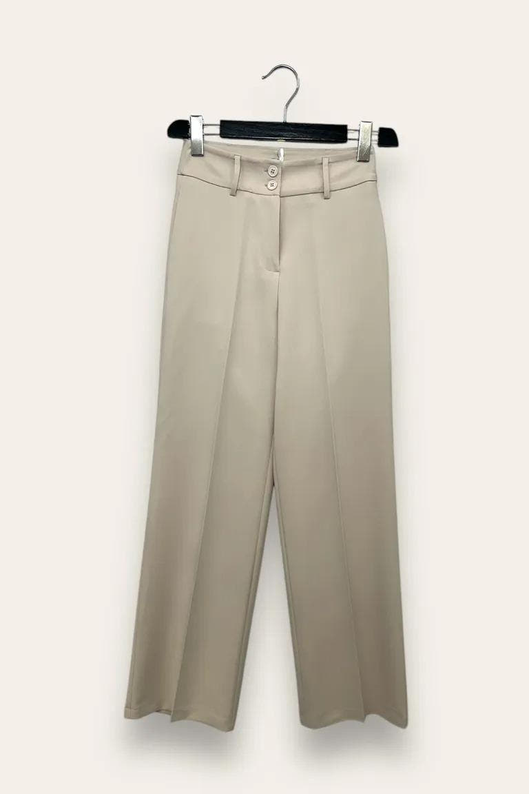 Pantalone a palazzo 2 bottoni alla cintura 