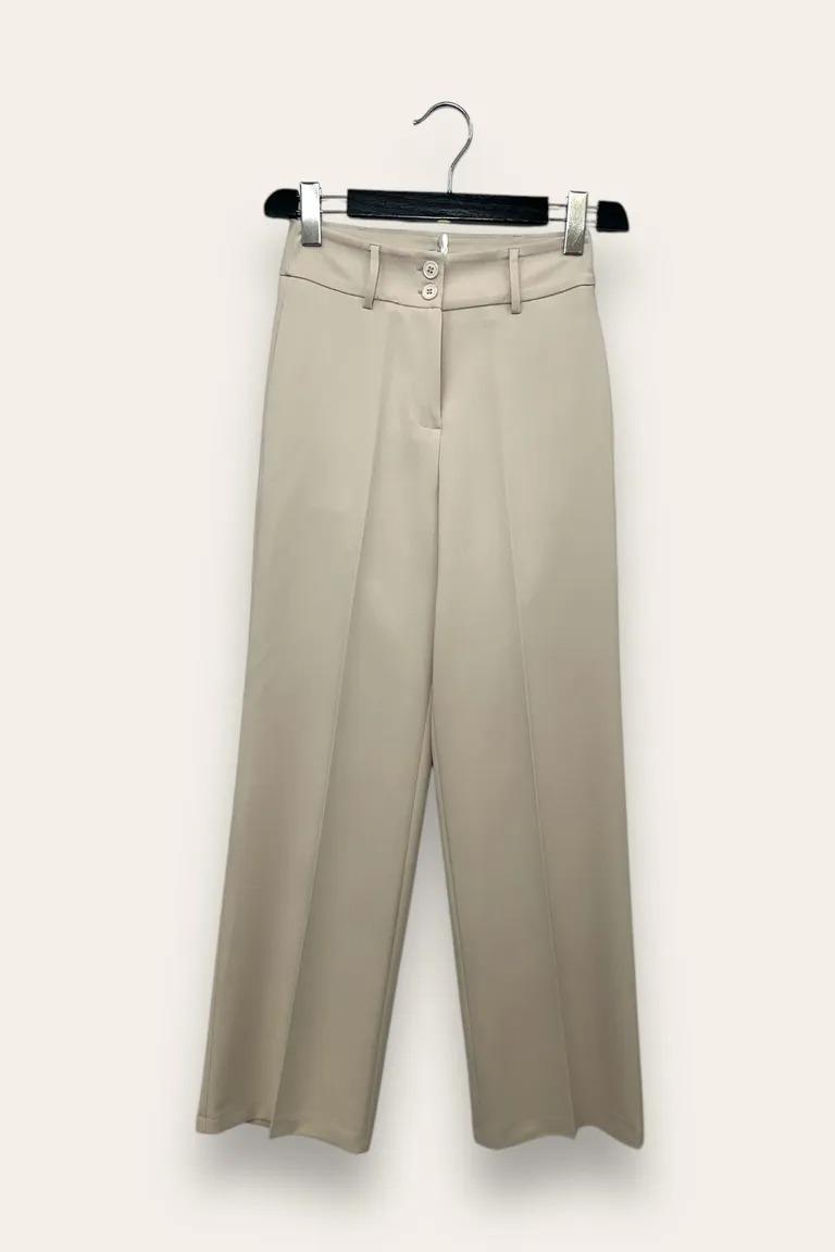 Pantalone a palazzo 2 bottoni alla cintura 