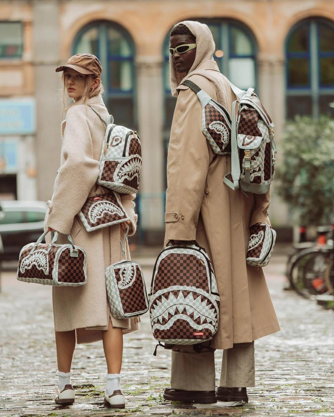 CREAM BROWN TEAR CHECK SAVAGE BACKPACK 
