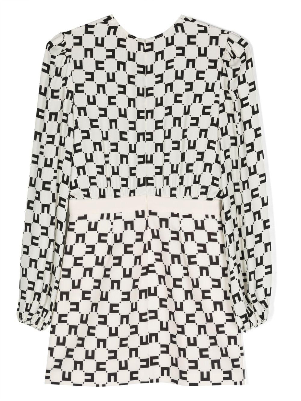 ABITO IN CREPE STAMPA LOGO CUBICO + PLACCA BURRO/NERO 