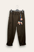 Soft trousers with keychain gadget, elastic waist