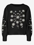 VERO MODA VMGAIA LS O-NECK EMBROIDERY PULLOVER GA