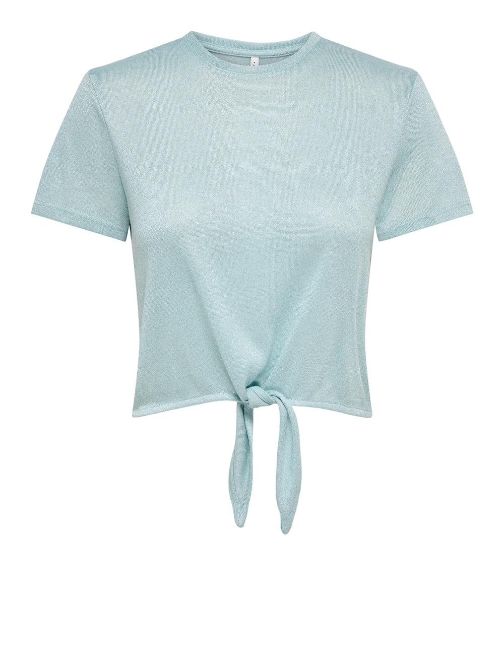 ONLAMBER LIFE S/S GLITTER KNOT TOP JRS 15346643/Cloud Blue ONLY