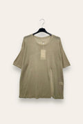 LOVEme Maglia ampia mezza manica con spacco, misto lino