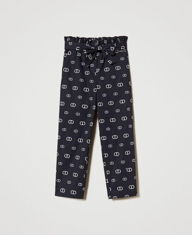 PANTALONE SLOUCKY IN POPELINE ST. "OVAL T" ALLOVER 