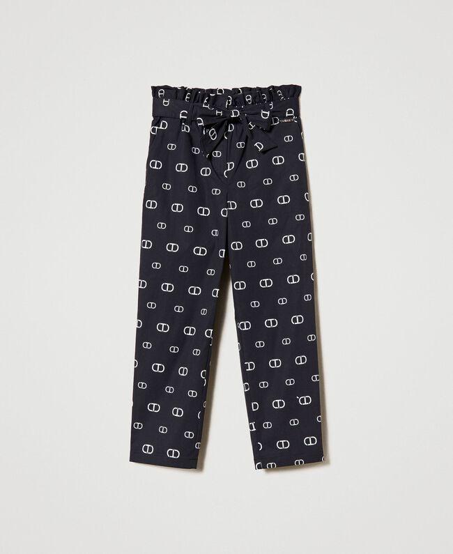 PANTALONE SLOUCKY IN POPELINE ST. "OVAL T" ALLOVER 