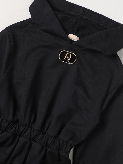 ABITO IN FELPA CON PLACCA EF NERO EFAB491 0 FF002/N000 ELISABETTA FRANCHI La Mia Bambina