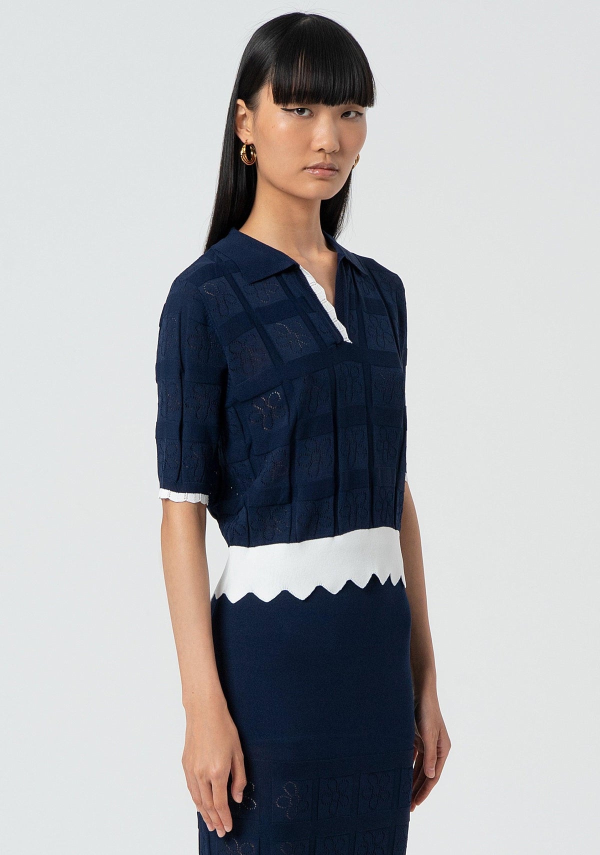 KNITTED POLO BLUEWHITE 