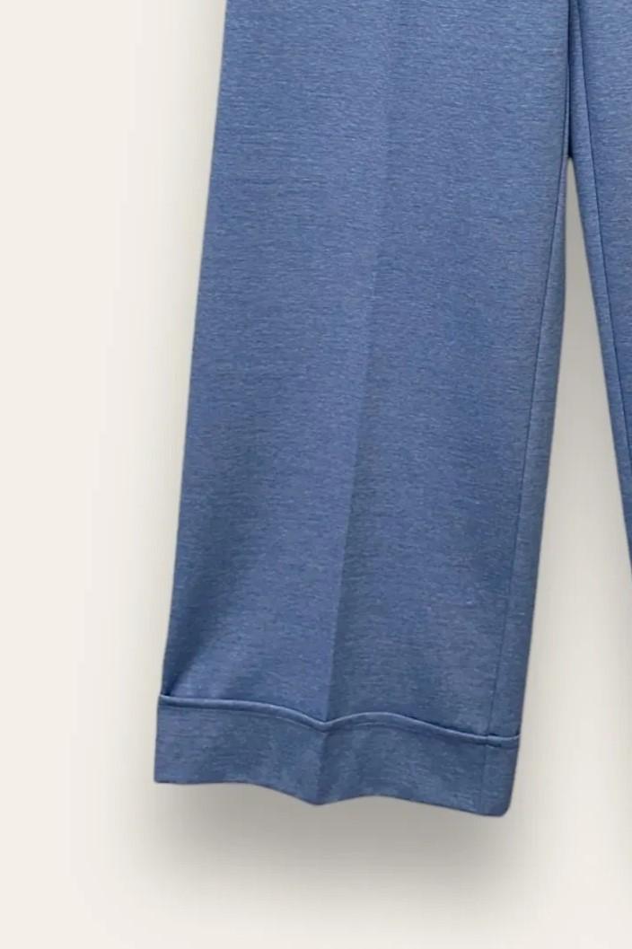 Pantalone punto milano a palazzo con orlo alto AM-10665-AM-8049/Azzurro LOVEme