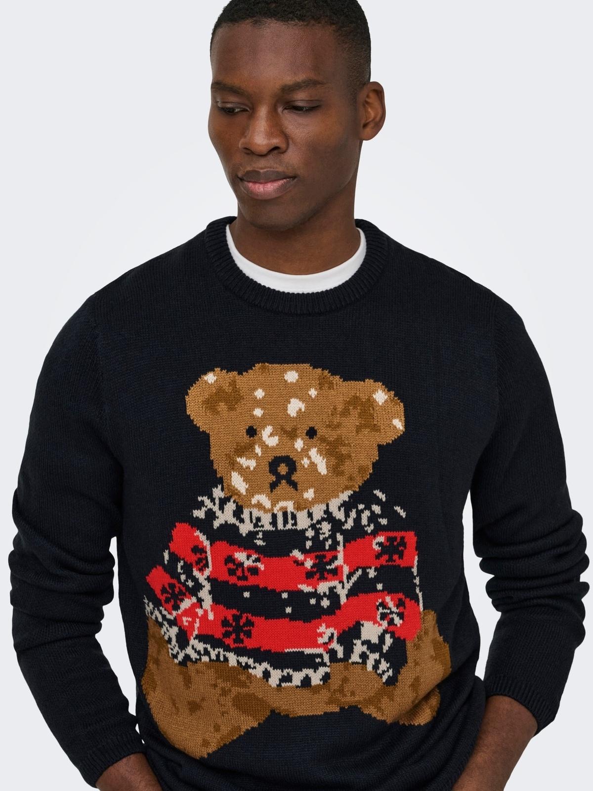 ONSXMAS REG 5 TEDDY CREW KNIT 