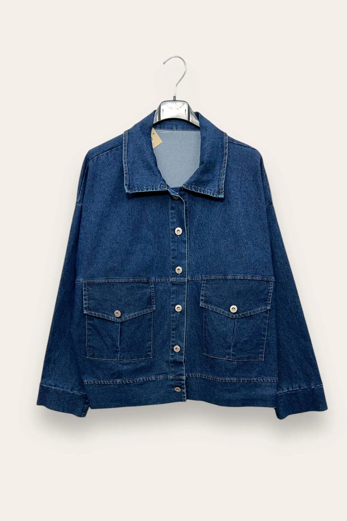 Giacca in jeans con tasconi ES-10648-ES-3887/Blu Jeans Scuro LOVEme