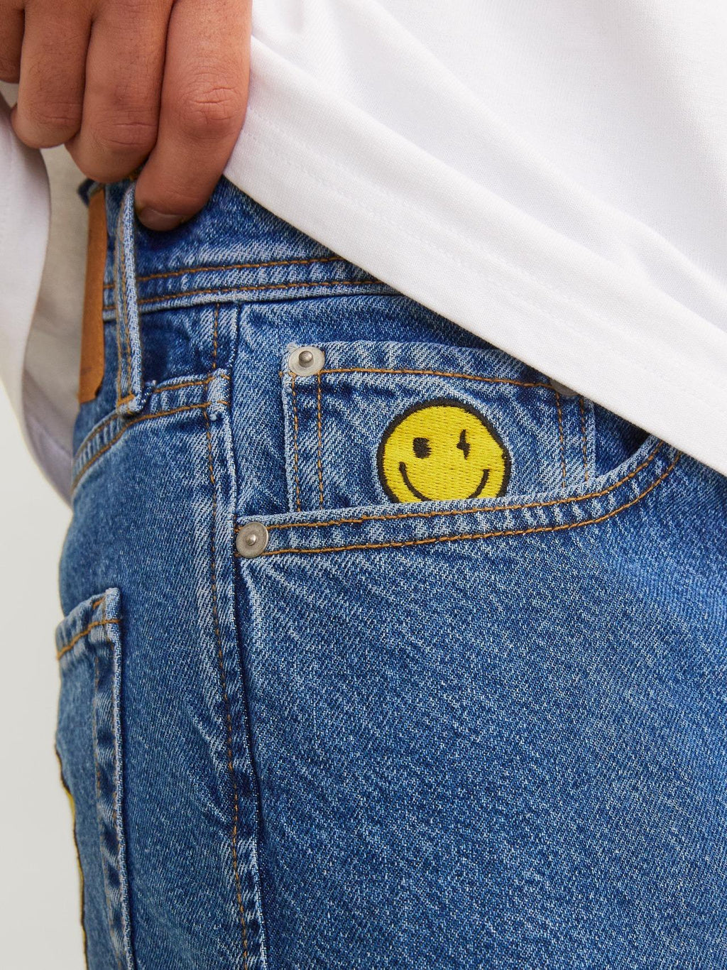 JJIEDDIE JJORIGINAL SQ 040 SMILEY LN 12261744/BLUE DENIM JACK AND JONES