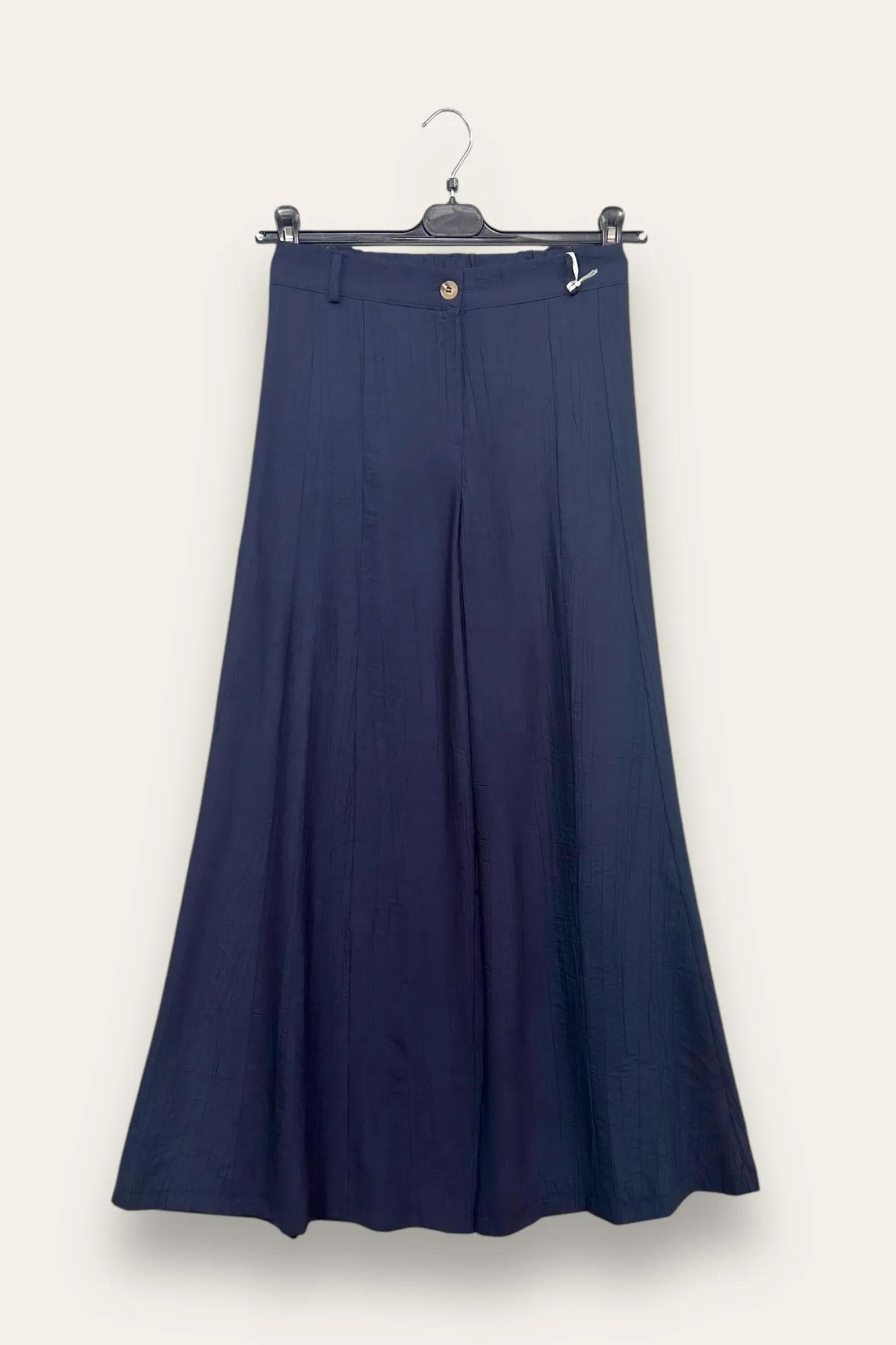 Pantalone a palazzo in viscosa goffrata 