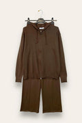 LOVEme Completo in maglia, felpa con zip e cappuccio e pantalone a palazzo