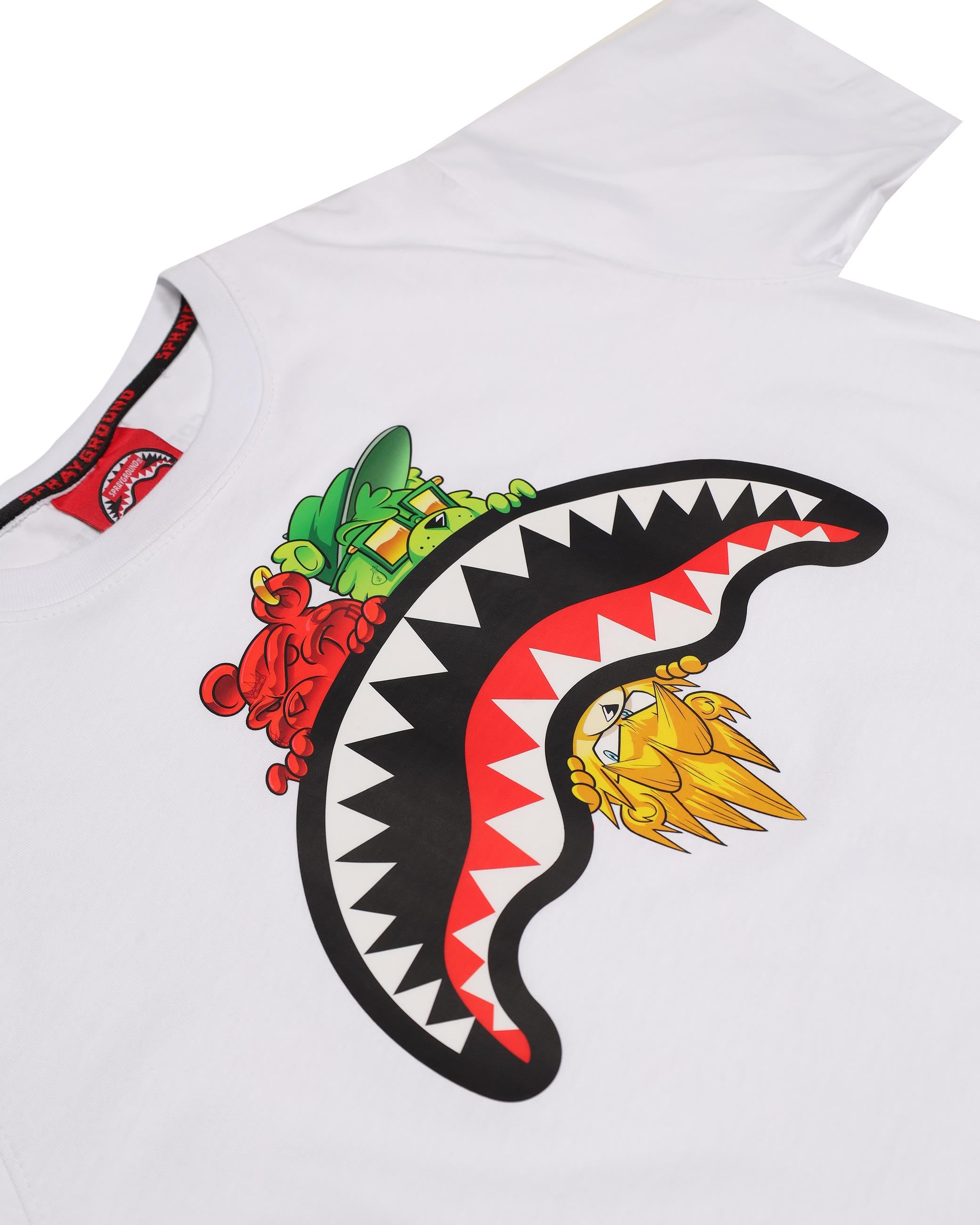 SHARKS IN PARIS CHARACTERS SNEAKIN TSHIRT SPY1343/WHITE SPRAYGROUND