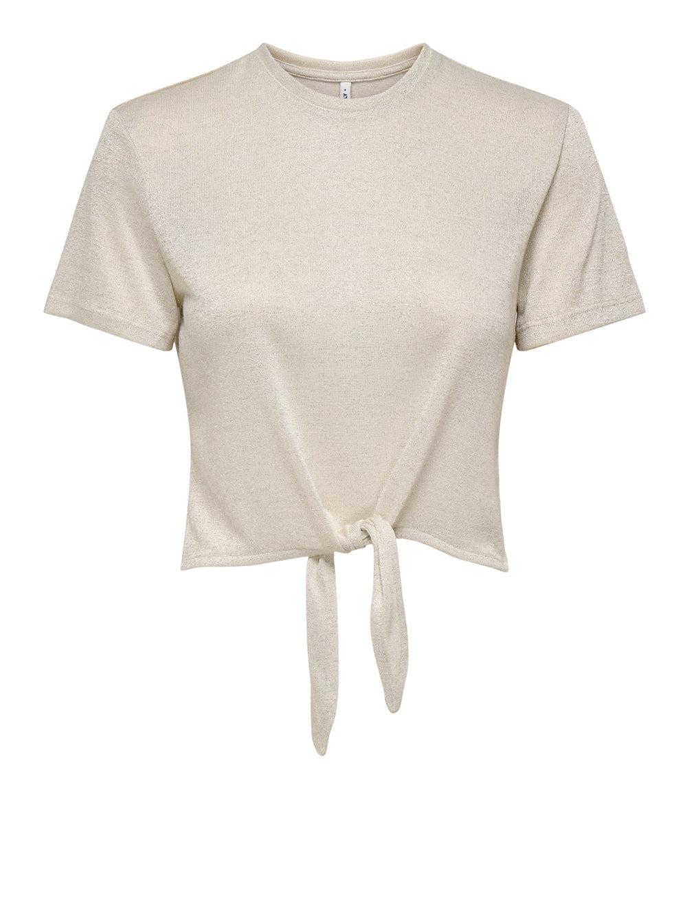 ONLAMBER LIFE S/S GLITTER KNOT TOP JRS 