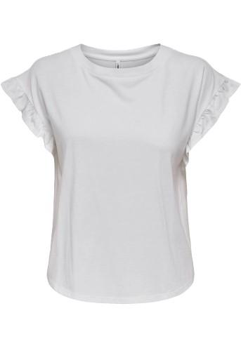 ONLGRAPE S/S FRILL O-NECK TOP JRS 15347065/Bright White ONLY