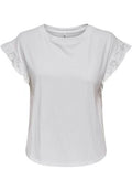 ONLGRAPE S/S FRILL O-NECK TOP JRS 15347065/Bright White ONLY