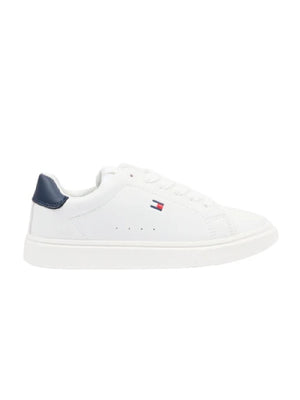 TOMMY HILFIGER SNEAKER BASSA ALLACCIATA BIANCO/BLU