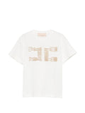 ELISABETTA FRANCHI La Mia Bambina T-SHIRT M/C CON RICAMO DOPPIA C IN PAILLETTES NERO/ORO