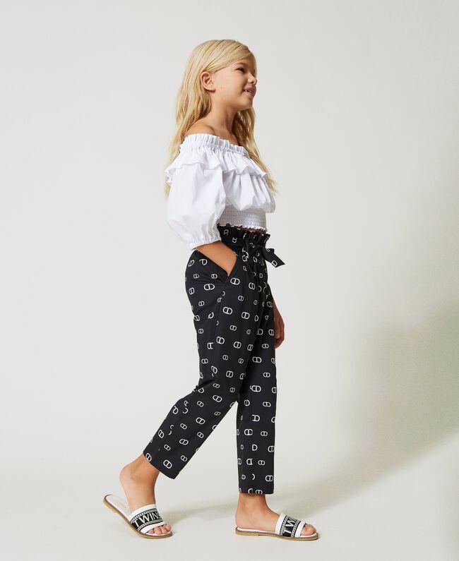 PANTALONE SLOUCKY IN POPELINE ST. "OVAL T" ALLOVER 