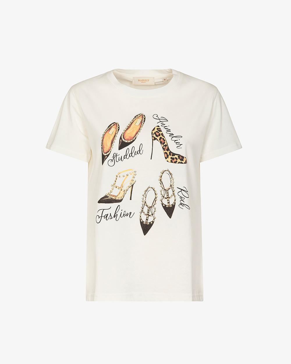 T-SHIRT G/C CON STAMPA E STRAS 
