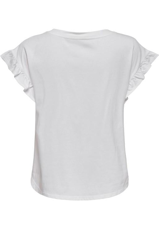 ONLGRAPE S/S FRILL O-NECK TOP JRS 15347065/Bright White ONLY