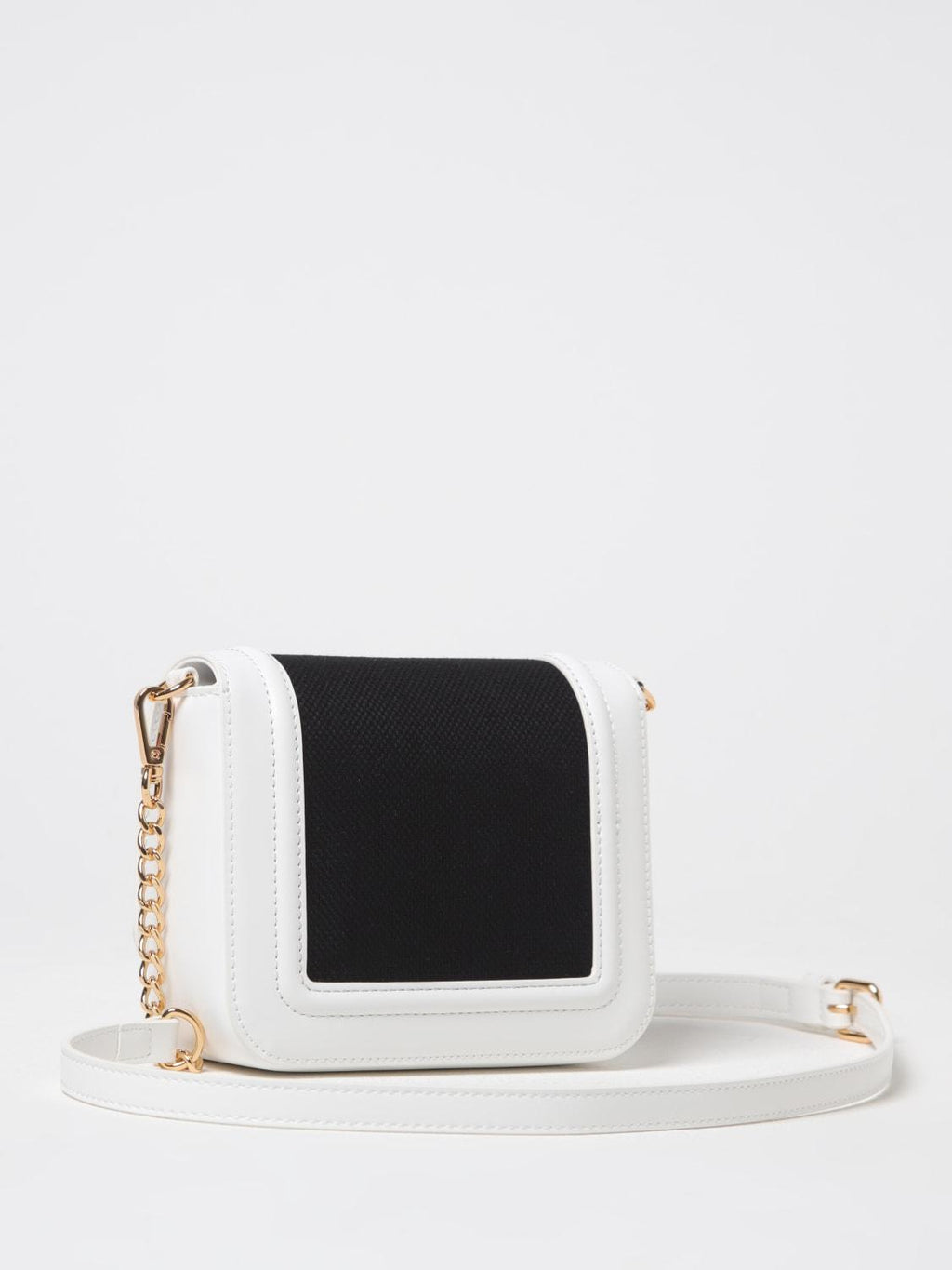 BORSA CANVAS NERO+PU BIANCO 