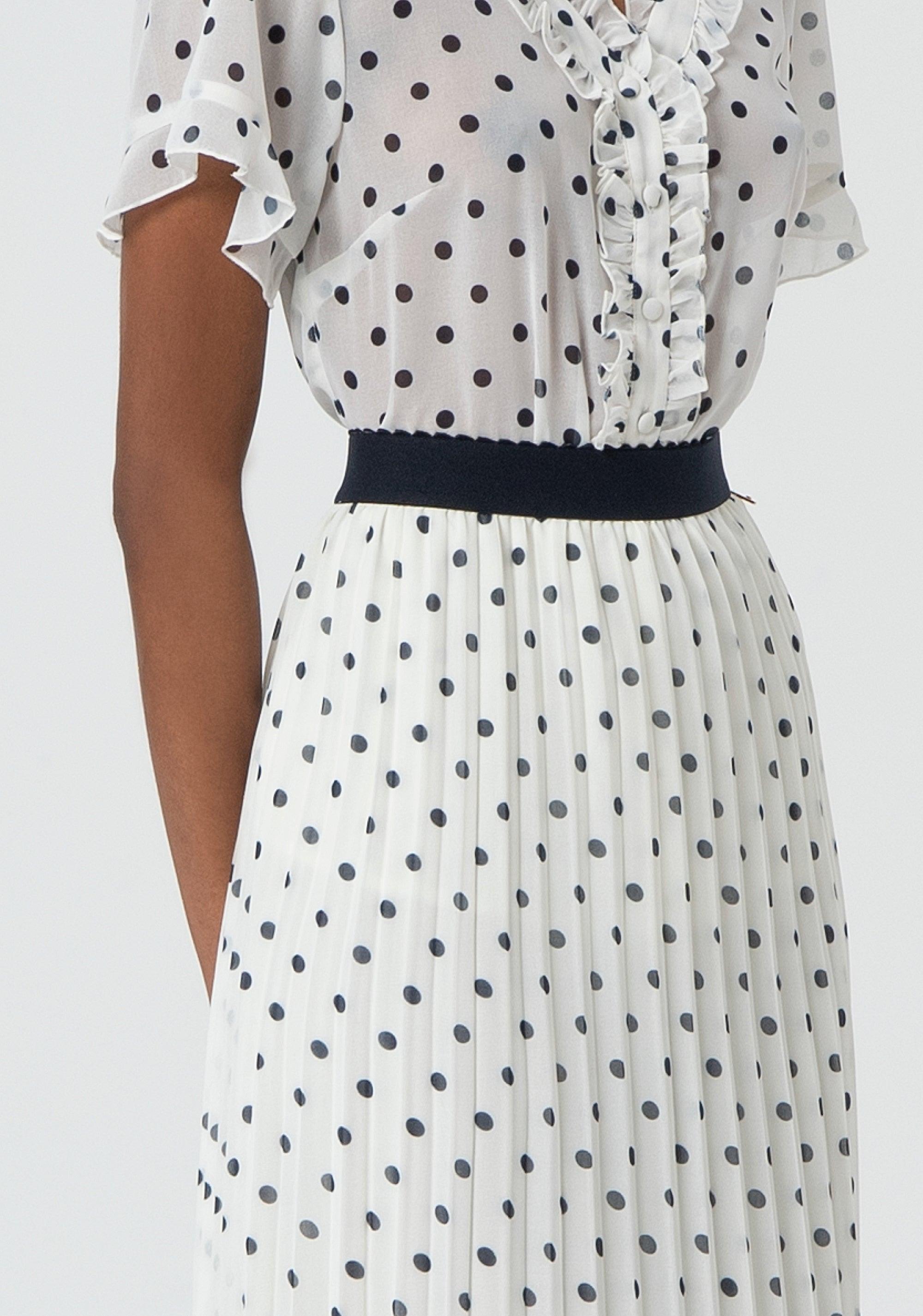 MAXI PRINTED PLISSE' SKIRT CREAMBLU 