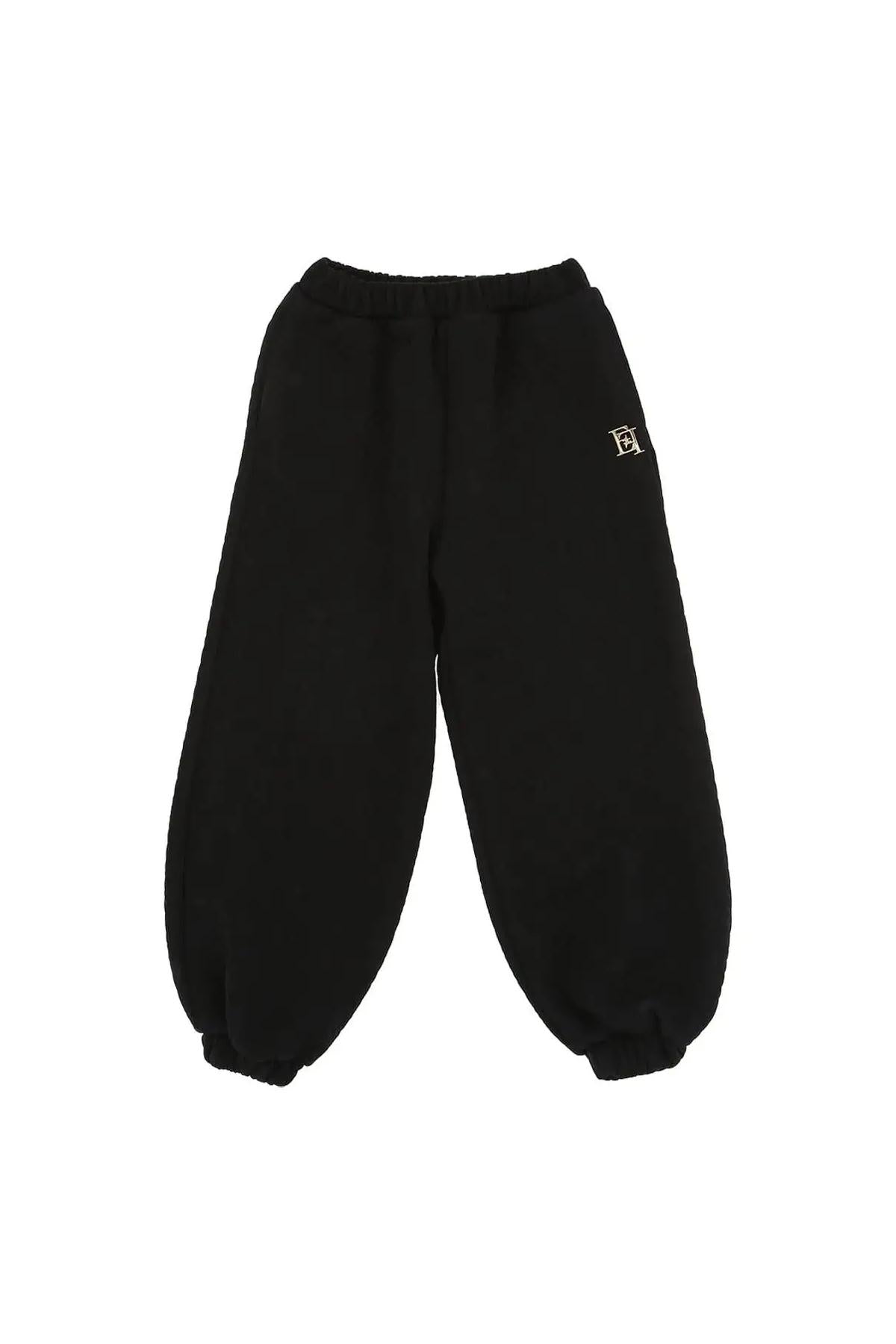 JOGGERS IN FELPA EMBOSSED CON PLACCA EF NERO EFPA199 0 TV683/N000 ELISABETTA FRANCHI La Mia Bambina