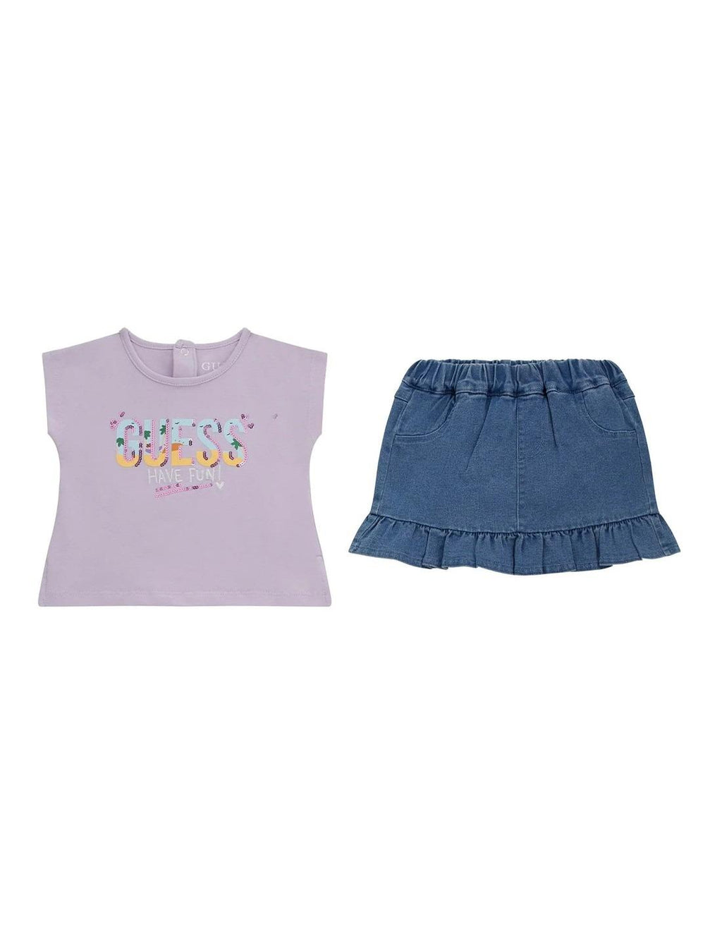 SET SS T-SHIRT+STR DENIM SKIRT 