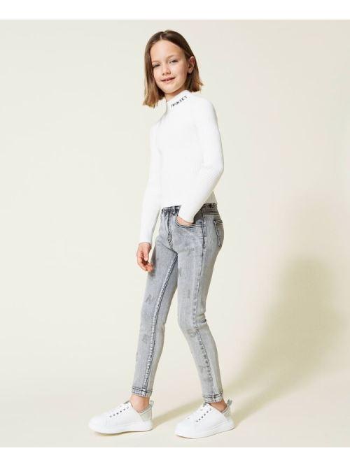 SKINNY IN DENIM DELAVATO CON APPLICAZIONI 222GJ2410/7284 TWINSET
