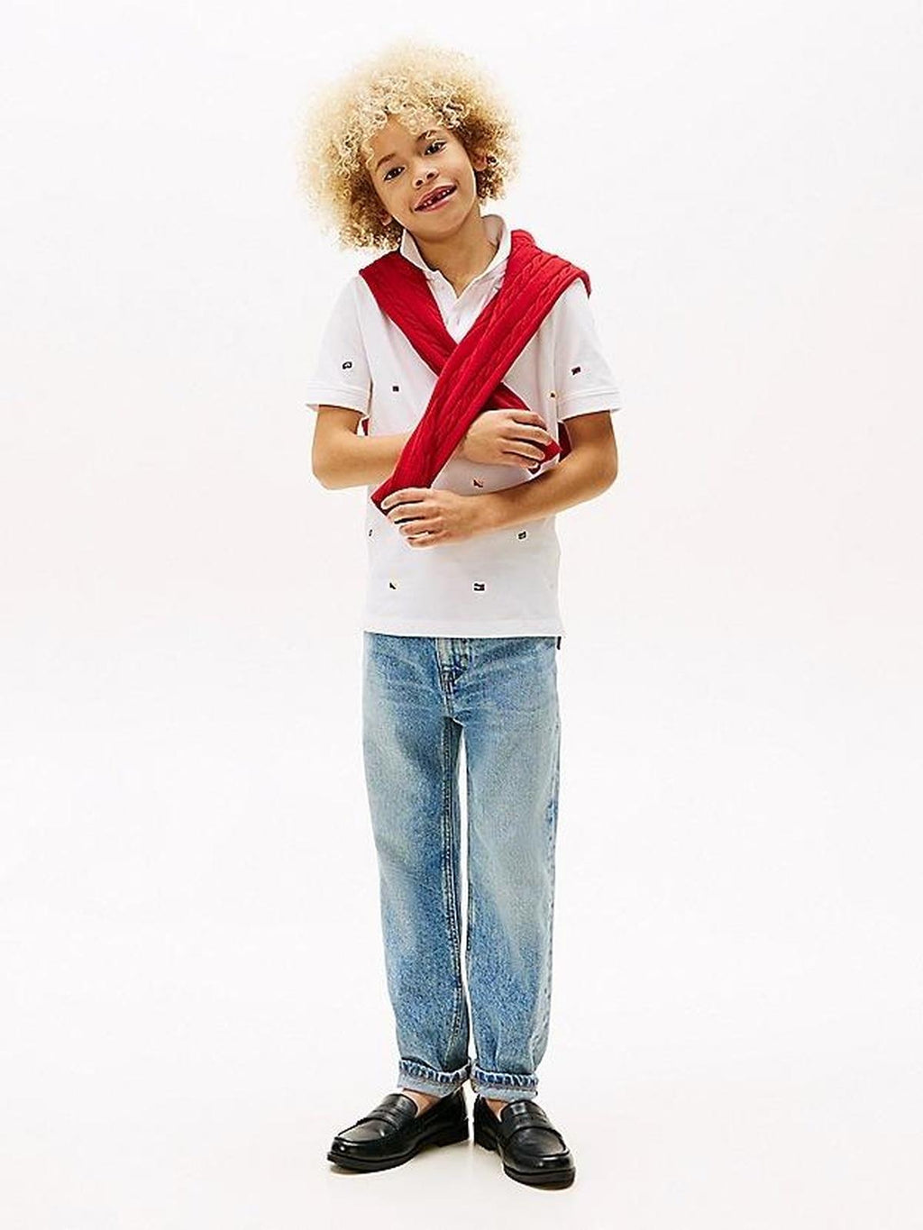 ALL OVER FLAG EMB POLO SS 
