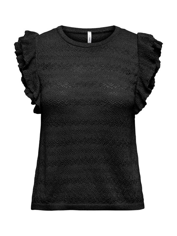 ONLAGA SL GLITTER O-NECK TOP KNT 15344402/Black ONLY