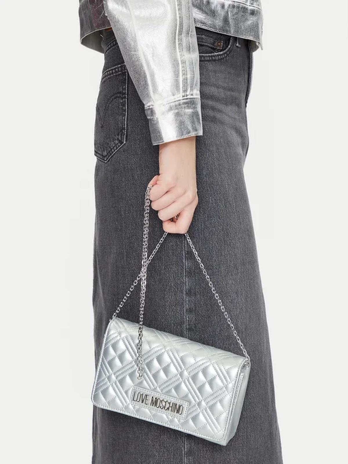 BORSA QUILTED PU METALLIC SILVER 