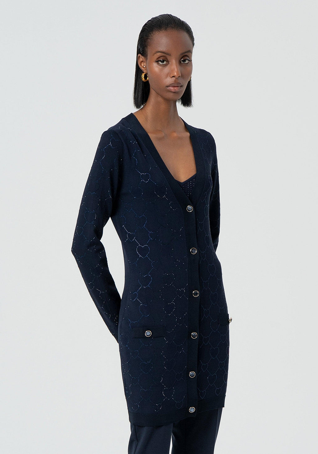 EMBELLISHED V-NECKLINE CARDIGAN DAR 