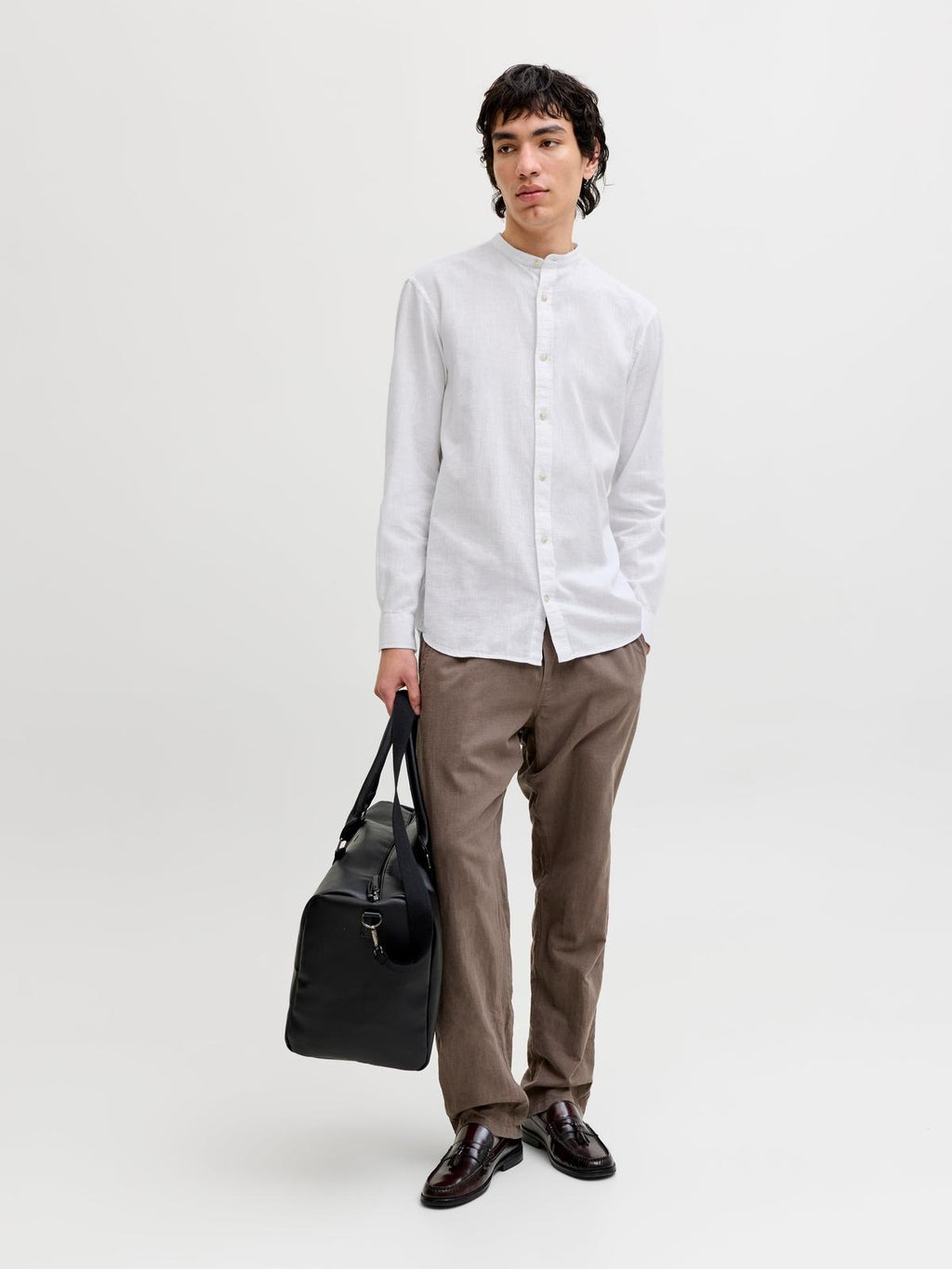 JJESUMMER LINEN BLEND BAND SHIRT L/S SN 