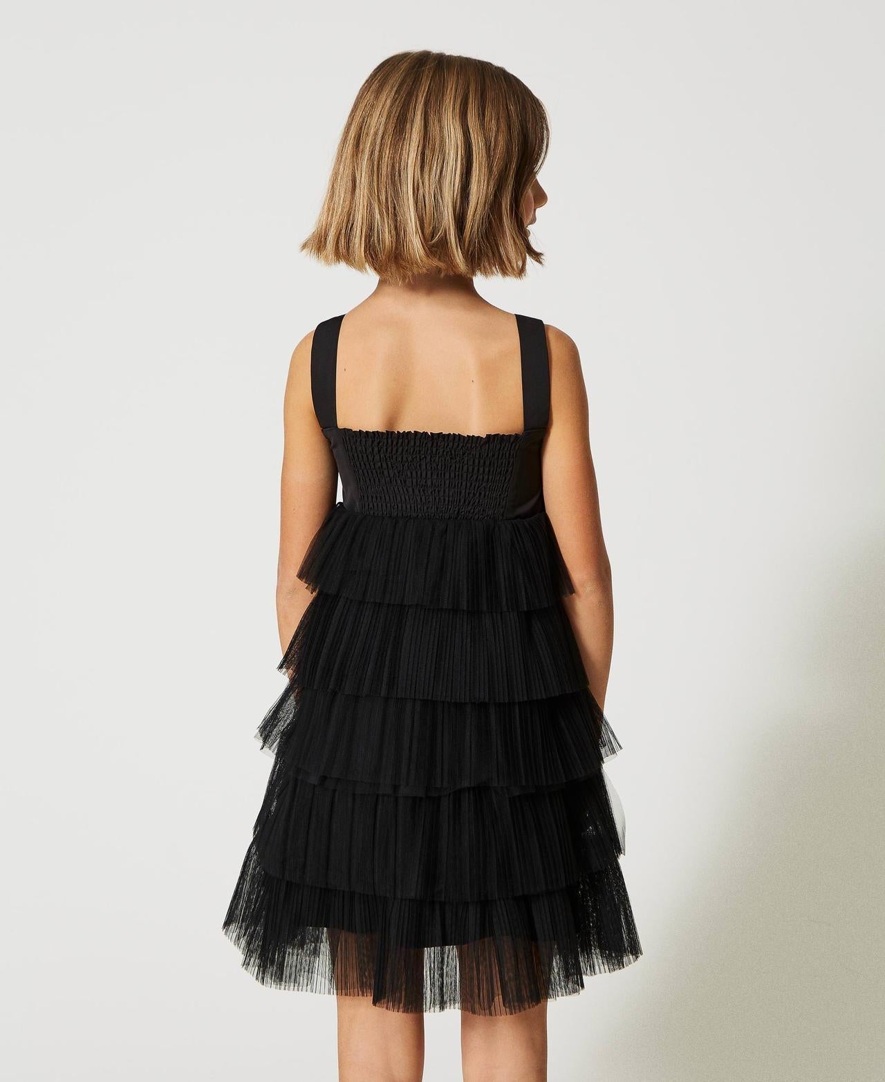 ABITO CORTO A BALZE IN TULLE CON CORPINO IN TAF 