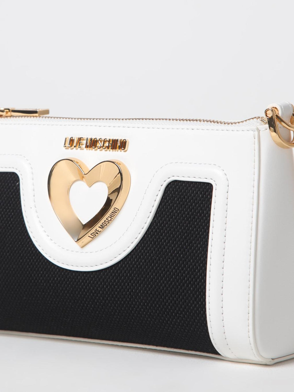 BORSA CANVAS NERO+PU BIANCO 