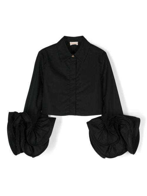 CAMICIA CON MANICHE A VOLANT NERO 