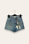 Short effetto vintage con portachiavi 