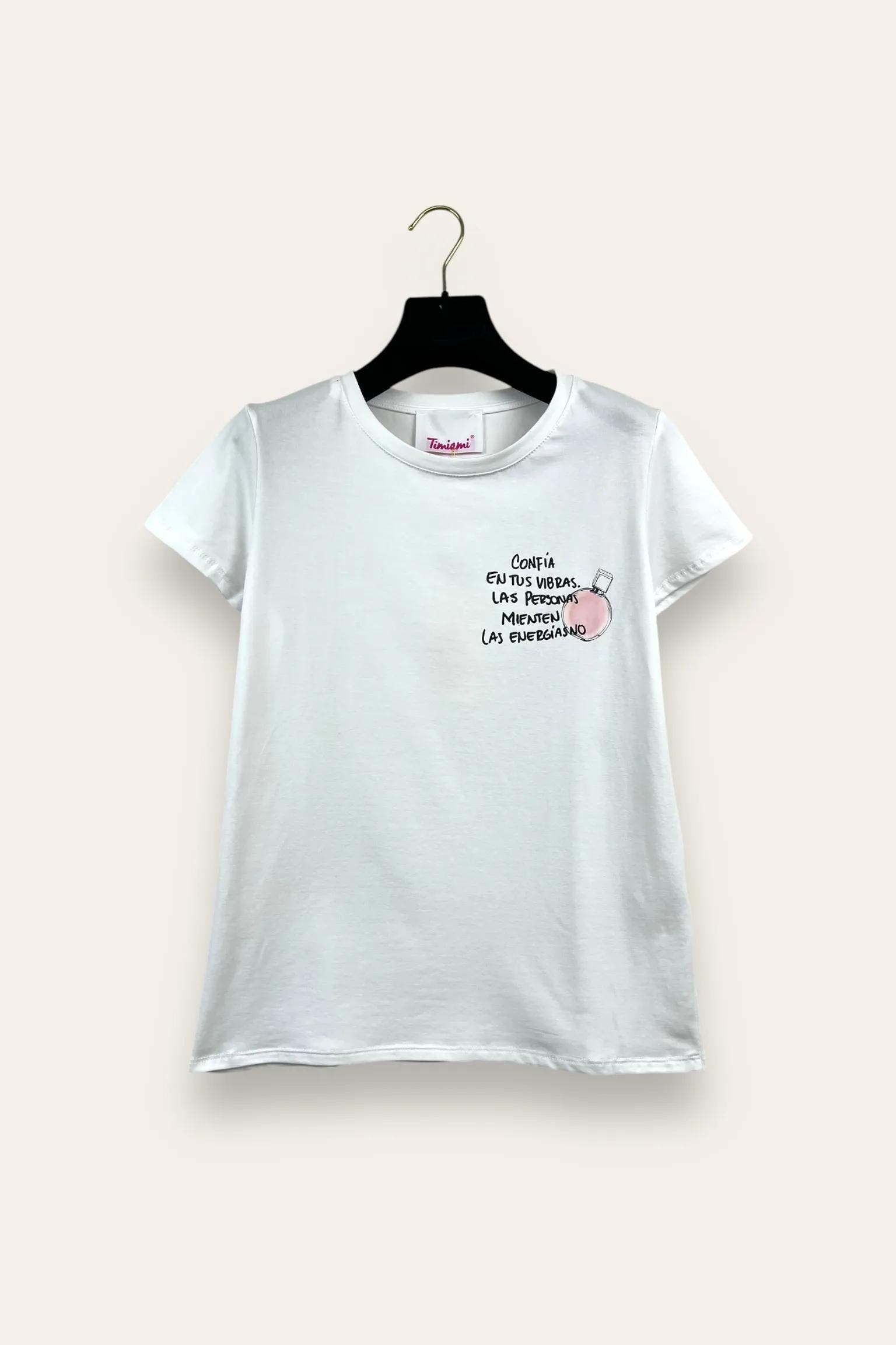 T-shirt con scritta "Fidati delle tue vibrazioni..." 