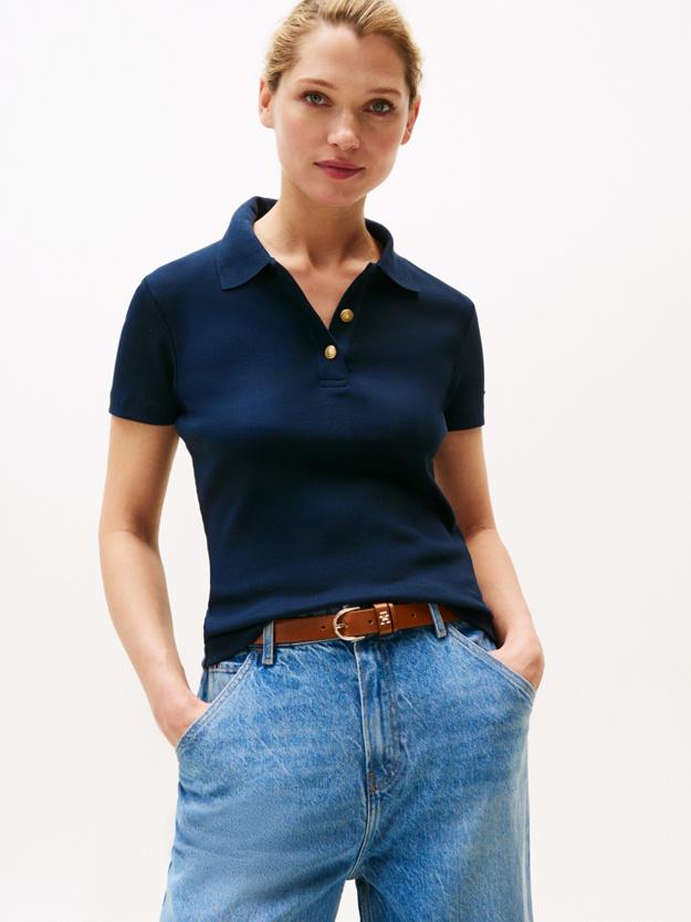 SLIM GOLD BUTTON POL WW0WW45436/C1G TOMMY HILFIGER