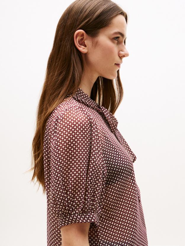 RUFFLE TIE PRINT S/S 