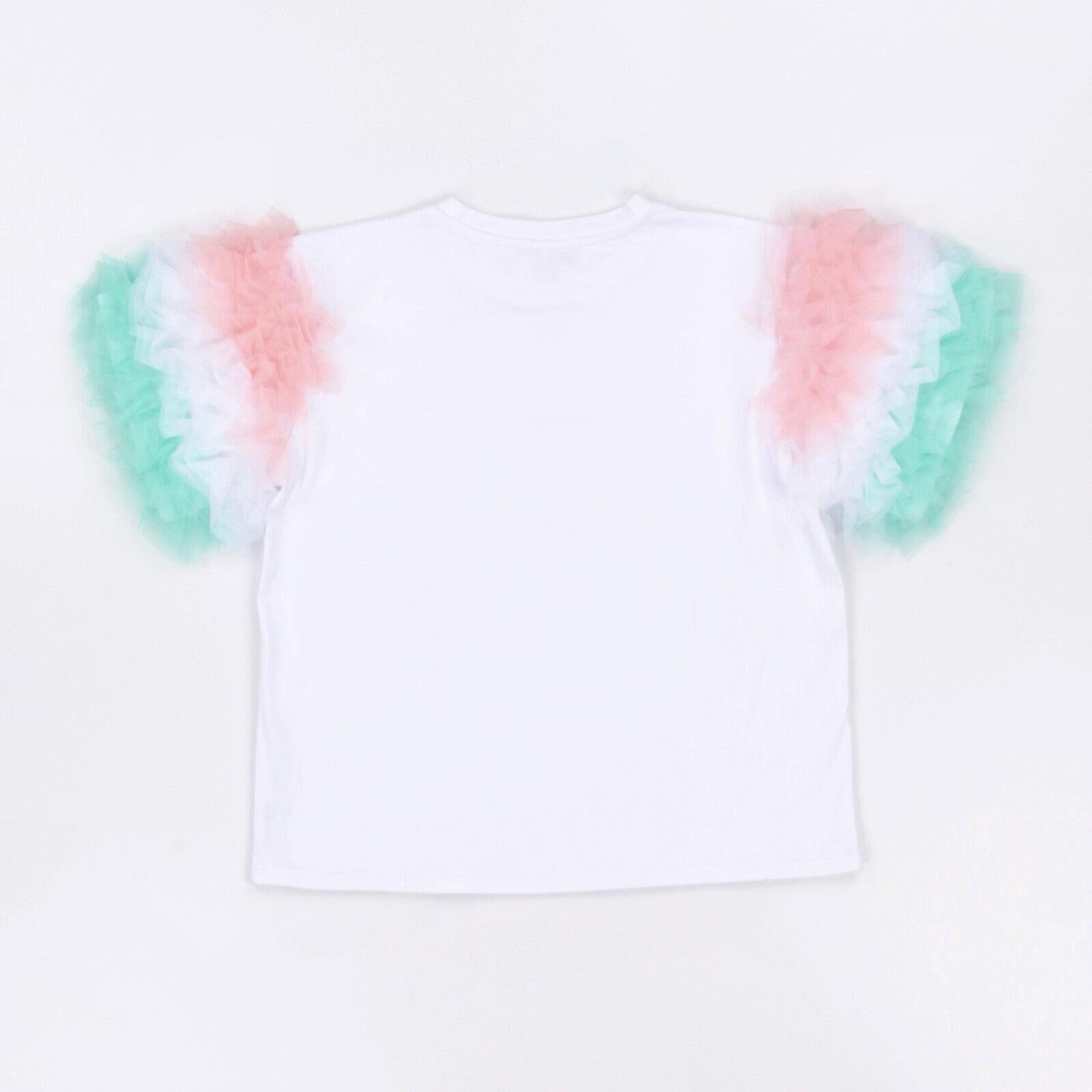 T-SHIRT IN JERSEY C/MANICHE IN TULLE SFUMATO 