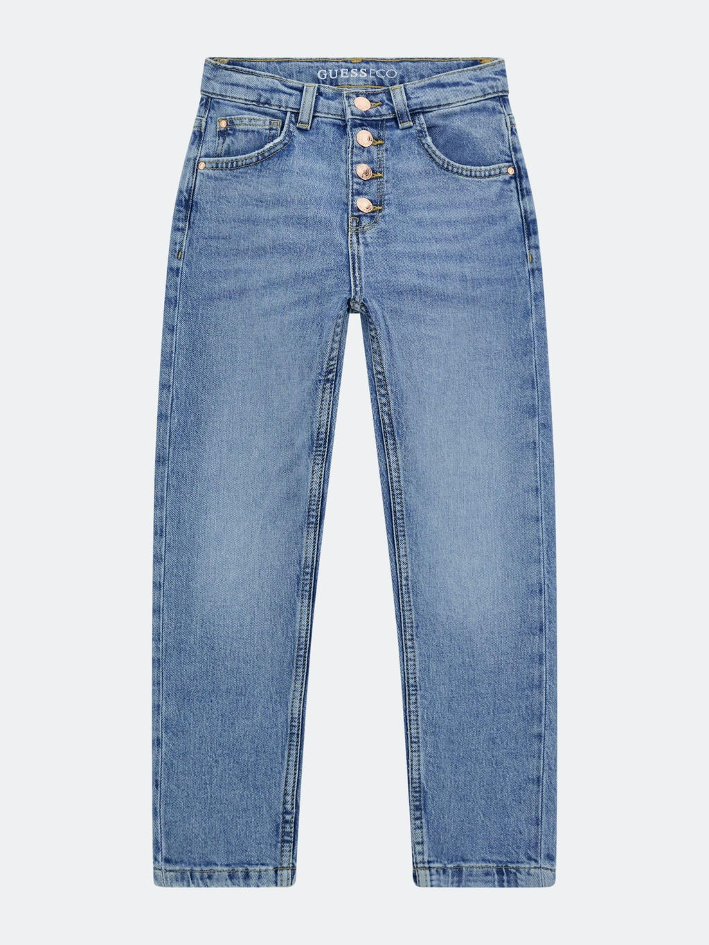 DENIM MUM FIT EXPOSED BUTTON 