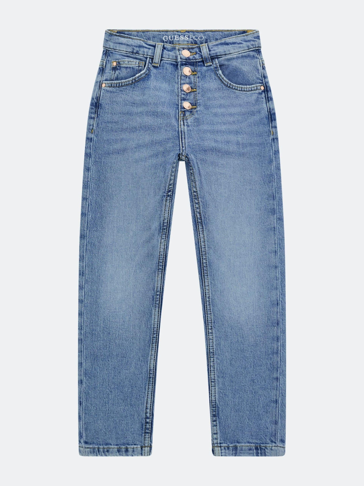 DENIM MUM FIT EXPOSED BUTTON 