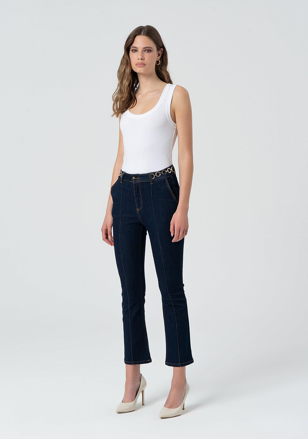 DENIM CROPPED CAPRI PANT RAWWASH 
